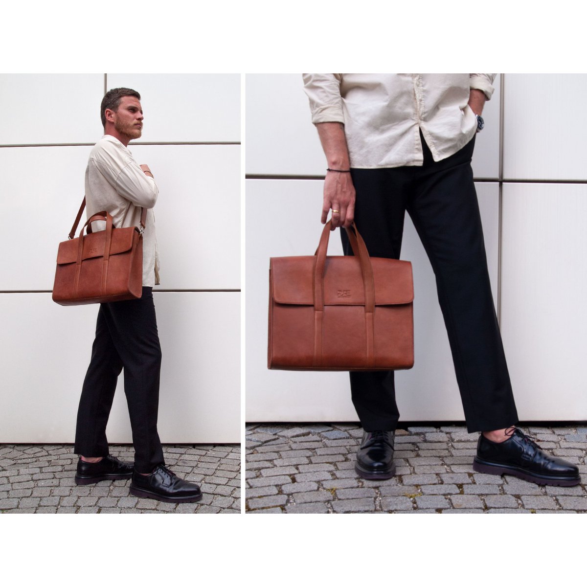 PURE Leather Studio nahast ärikott, sülearvutikott, pruun – 15,6"