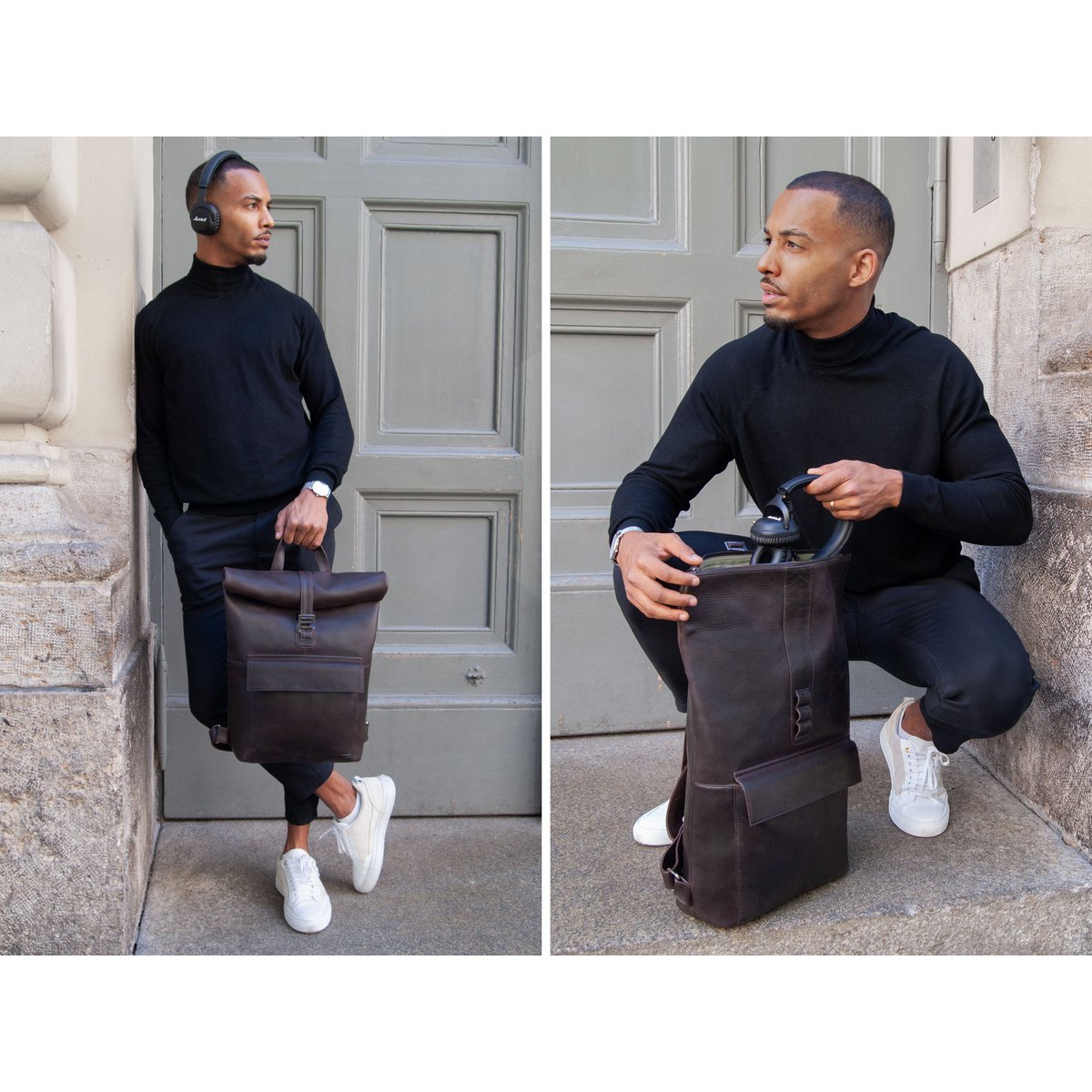 PURE Leather Studio POLIS nahast seljakott Chocolate – 16" sülearvutile