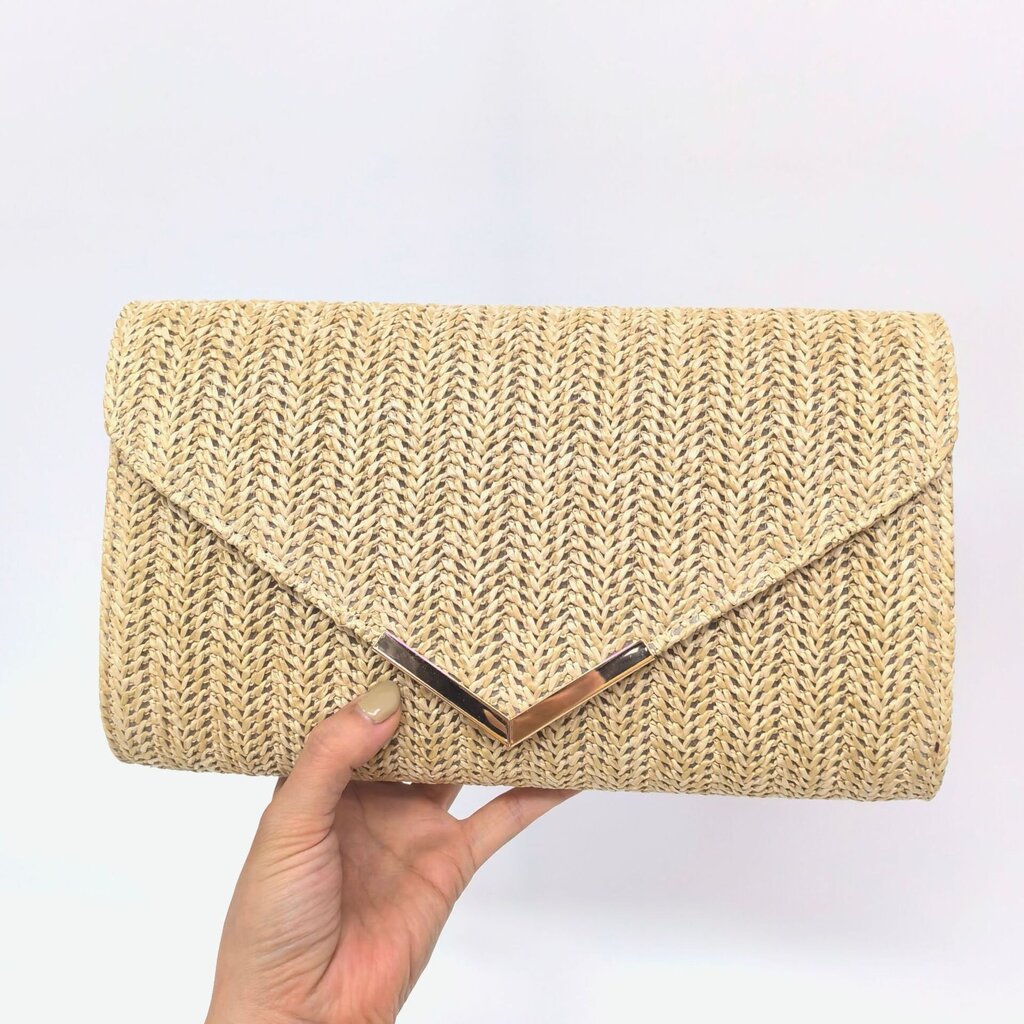 Armas punutud käekott – stiilne ja elegantne beez ja pruun õlakott / clutch naturaalsete materjalidega