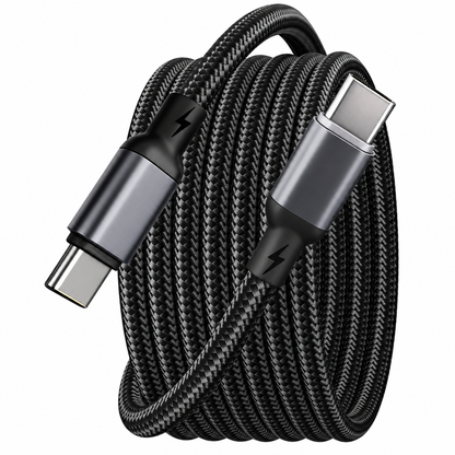 USB Type-C kiirlaadimiskaabel 100 W PD, nailonpunutisega ja andmeedastusega – 1 m, must