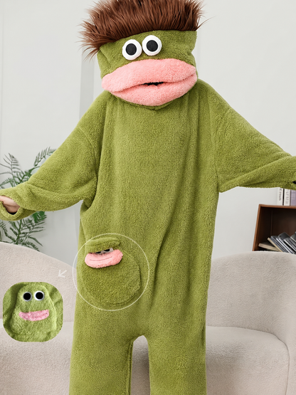 Täiskasvanute pehme koletise kigurumi-pidžaama – roheline kostüüm