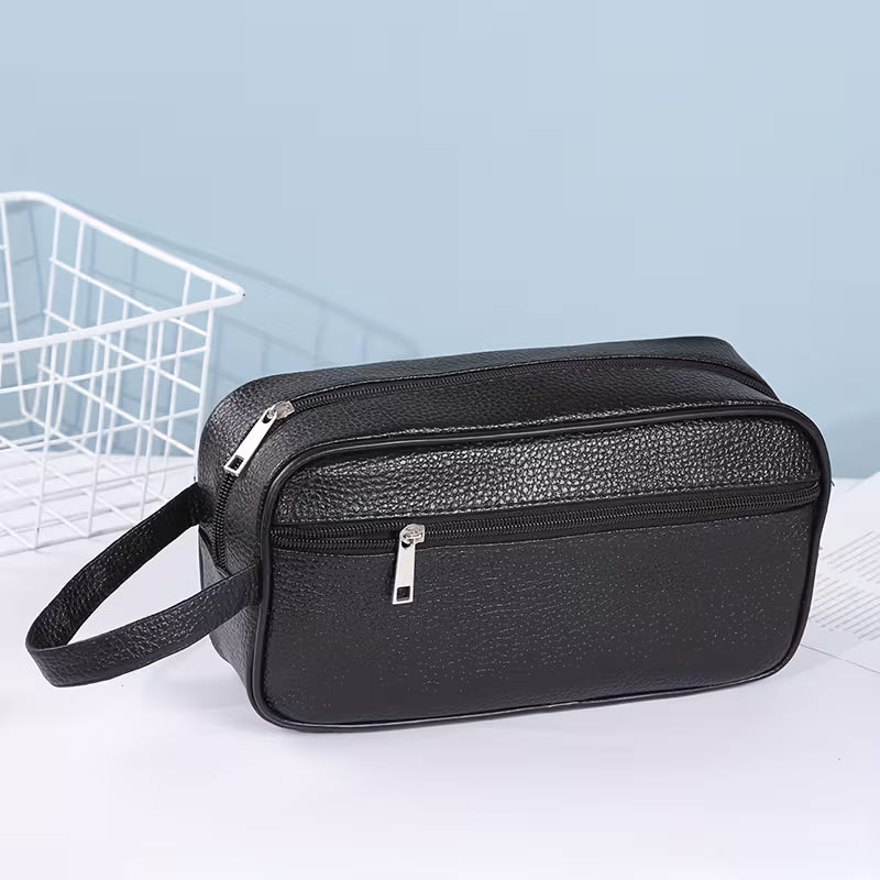 Must reisikosmeetikakott, mahukas unisex tualett-tarvete organisaator PU-materjalist