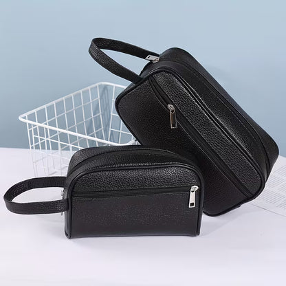 Must reisikosmeetikakott, mahukas unisex tualett-tarvete organisaator PU-materjalist